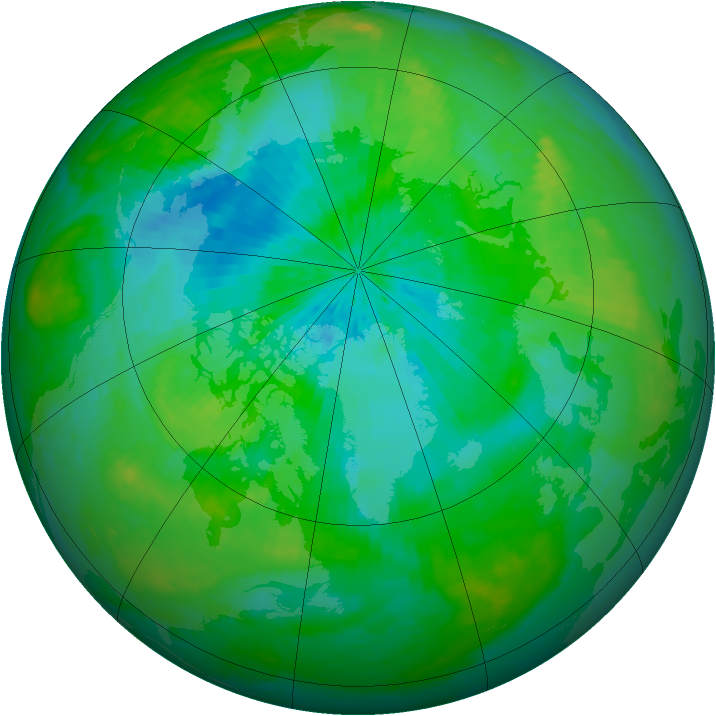 Arctic ozone map for 15 August 2004